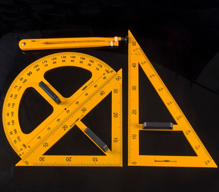 老师用教学三角板量角器塑料量角尺直尺粉笔圆规尺子三角板教具