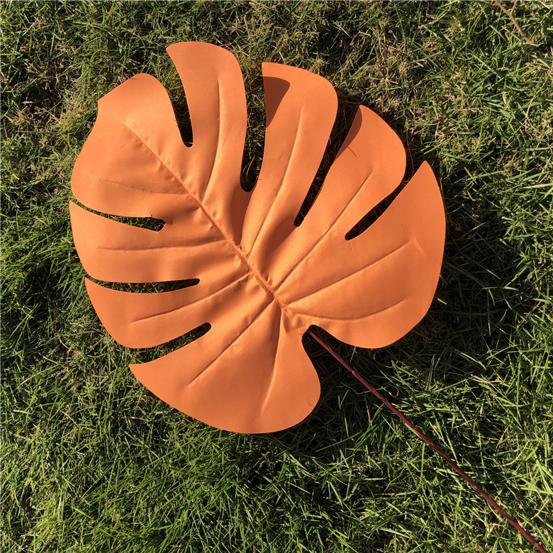 仿真龟背叶绿叶单支假叶子塑料叶龟背叶秋色叶子婚庆装饰绿叶跨境