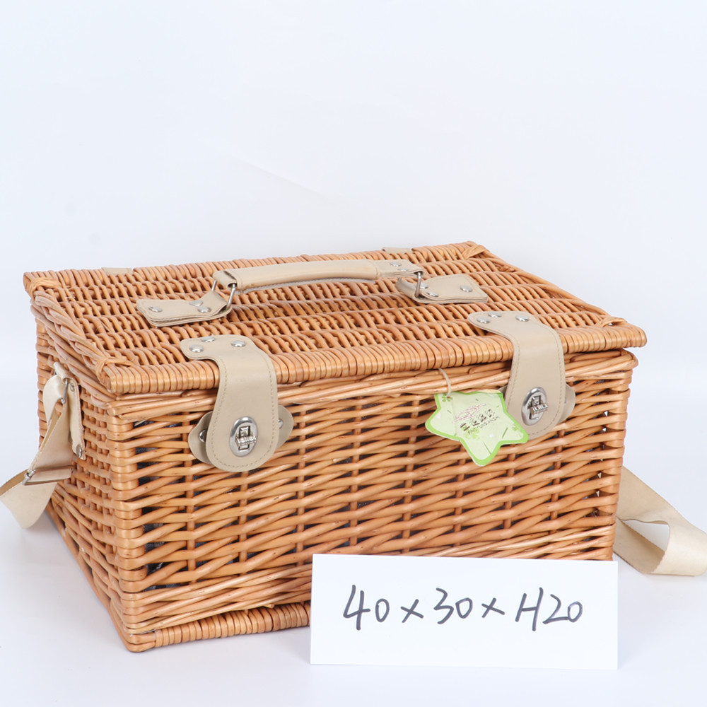 Empty Storage Box with Shoulder Strap Gift Packaging Basket Outdoor Picnic Box Woven Factory Wholesale Supply Gift Basket