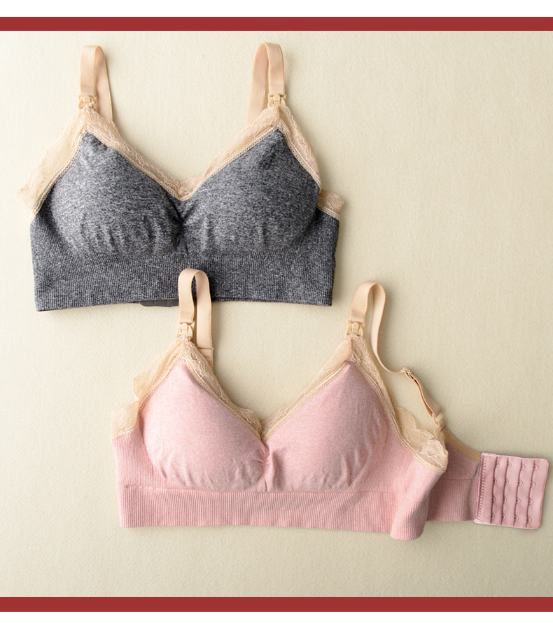 薄款前开口浦乳怀孕期性感喂奶内衣蕾丝哺乳全罩杯母乳产前文胸