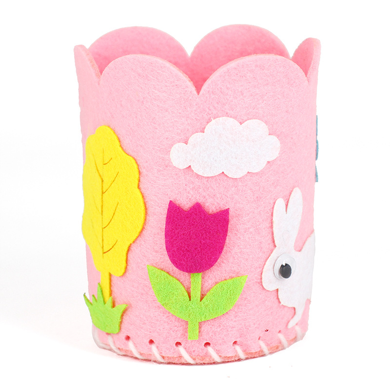 儿童手工布艺笔筒立体diy玩具 幼儿园儿童创意粘贴制作不织布笔筒