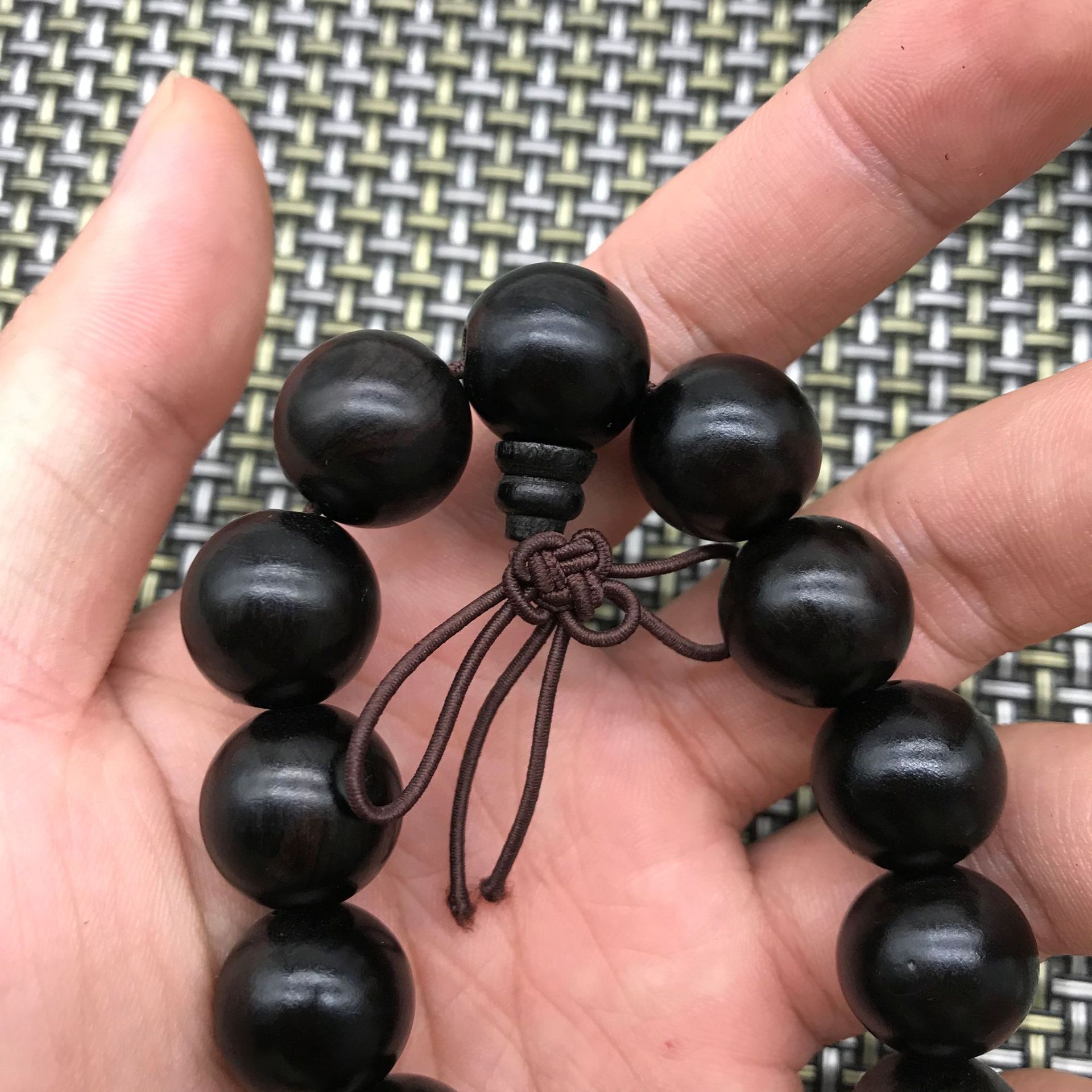 黑檀手串1.5 乌木紫光檀佛珠手链木质老料沉水高密度念珠文玩批发