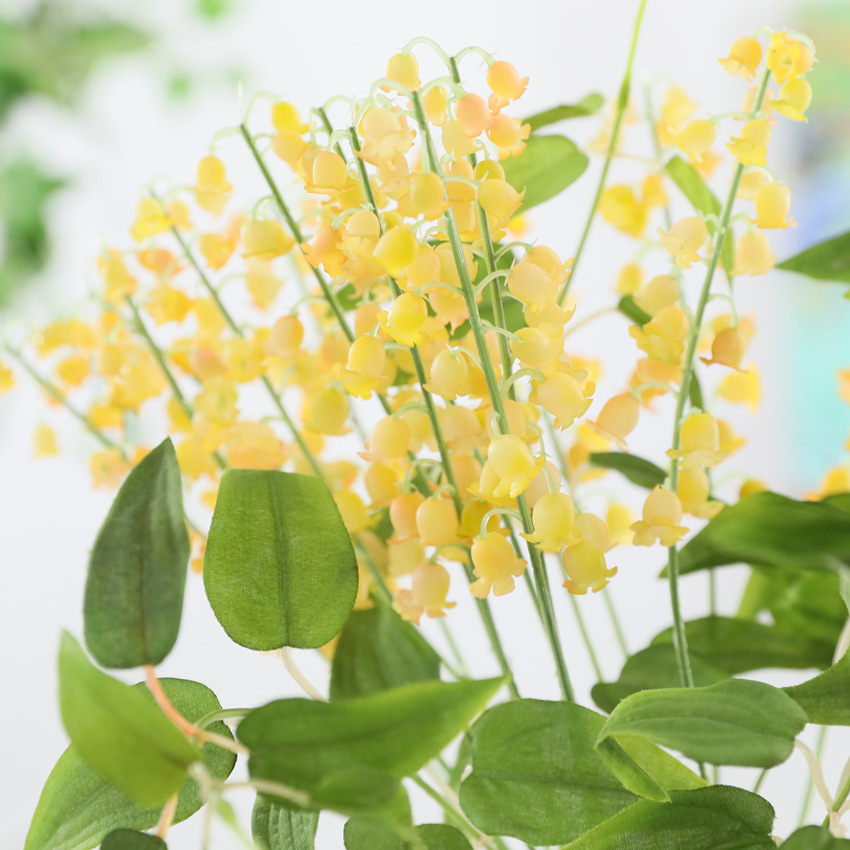 仿真花软胶铃兰7枝扎 假花风铃花 婚庆装饰 仿真植物花材 多色