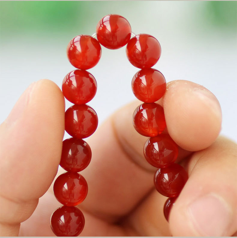 天然红玉髓手链 10mm女款单圈正红玉石手串 红玛瑙百搭佛珠手链