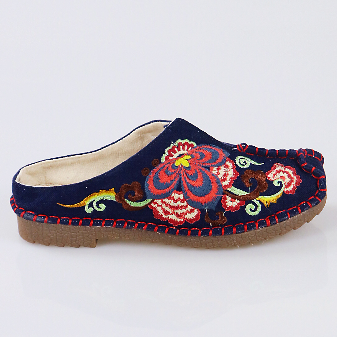 2019新款棉麻布绣花鞋 民族风牛筋底绣花鞋 中式男女款休闲演出鞋