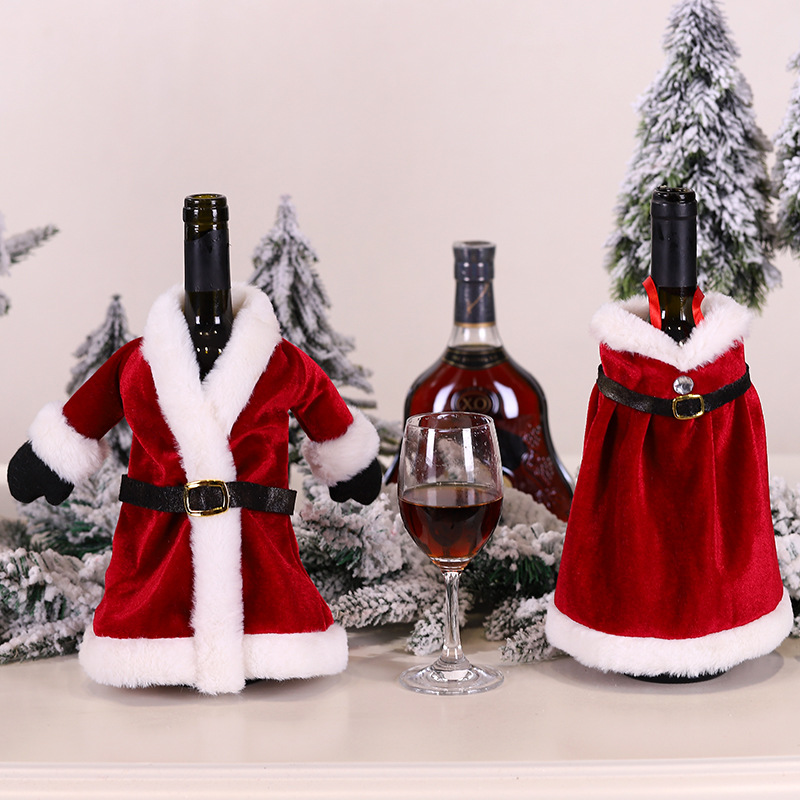 New Christmas Wine Gift Box Christmas Dress Bottle Cover Christmas Skirt Wine Bottle Decorative Creative Red Wine Bag Wholesale