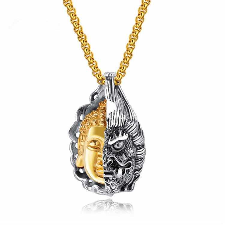 欧美热销男士潮流项链 一念之间半佛半魔个性霸气 跨境批发