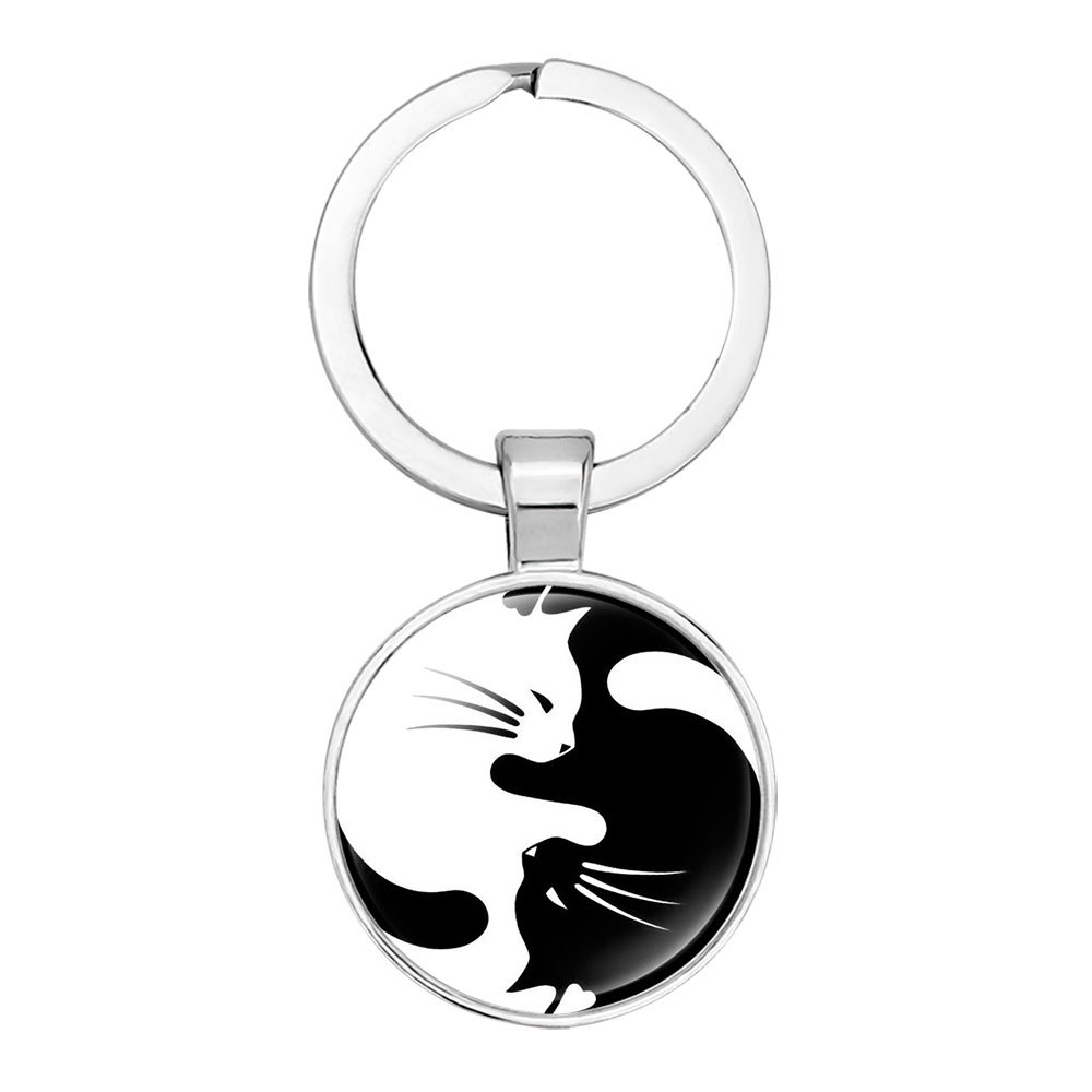 Chinese Elements Accessories Yin Yang Tai Chi Cat Footprints Personality Time Stone Key Ring Pendant Keychain Wholesale