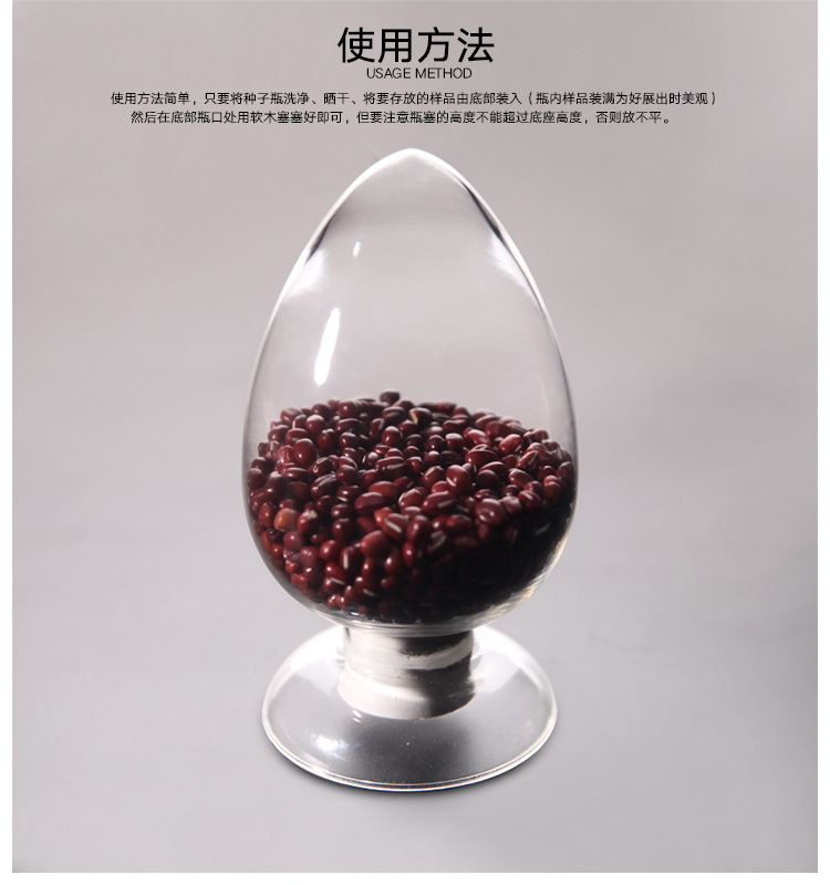 【垒固】125ml 锥形种子瓶 玻璃样品瓶 展示瓶陈列瓶 标本瓶 含塞