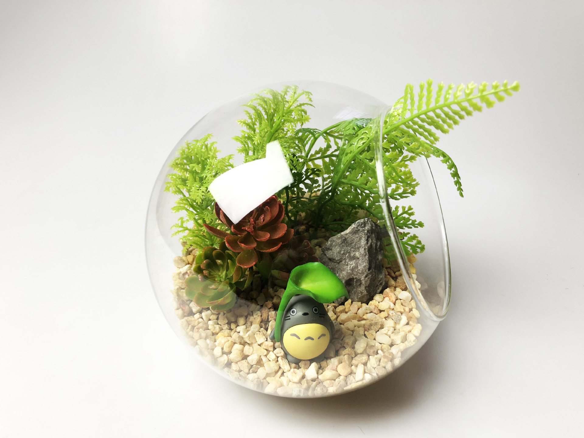 苔藓微景观 创意礼品摆件 苔藓瓶造景瓶 仿真植物龙猫 办公室摆件