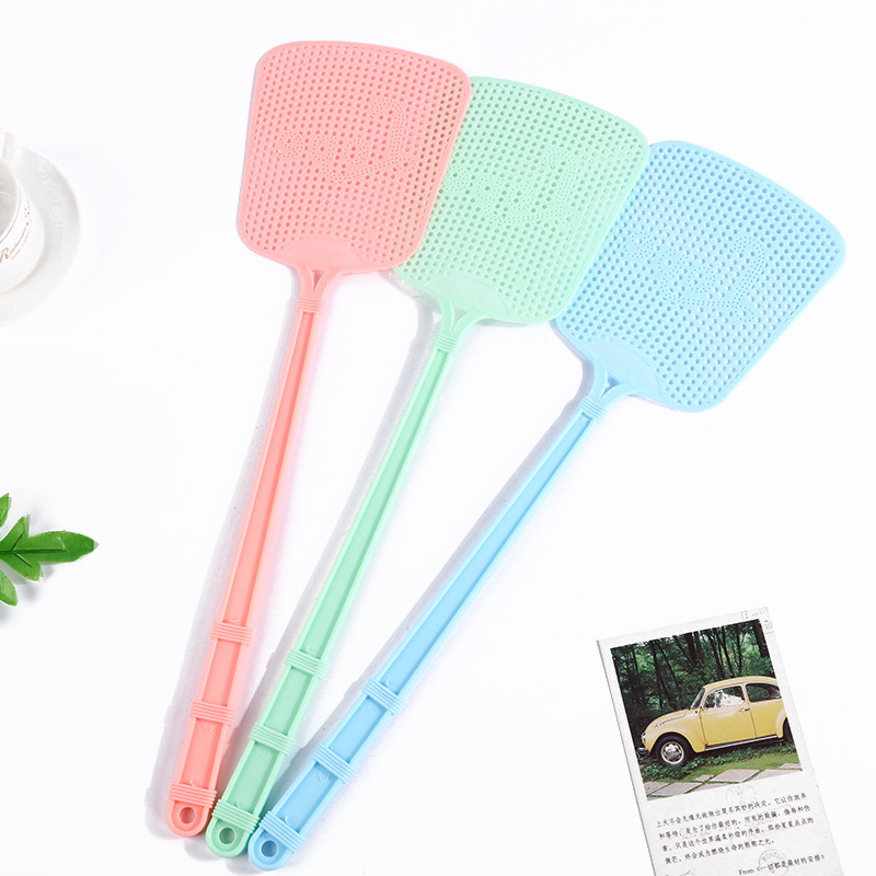 Creative Furnishings Plastic Fly Swatter Mosquito Swatter Durable Mesh with Long Handle Manual Fly Killing Racket 3 Colors Optional Wholesale