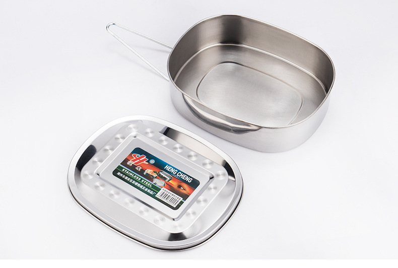 不锈钢饭盒 新款方形学生儿童便当盒成人铁饭盒食堂蒸饭餐盒