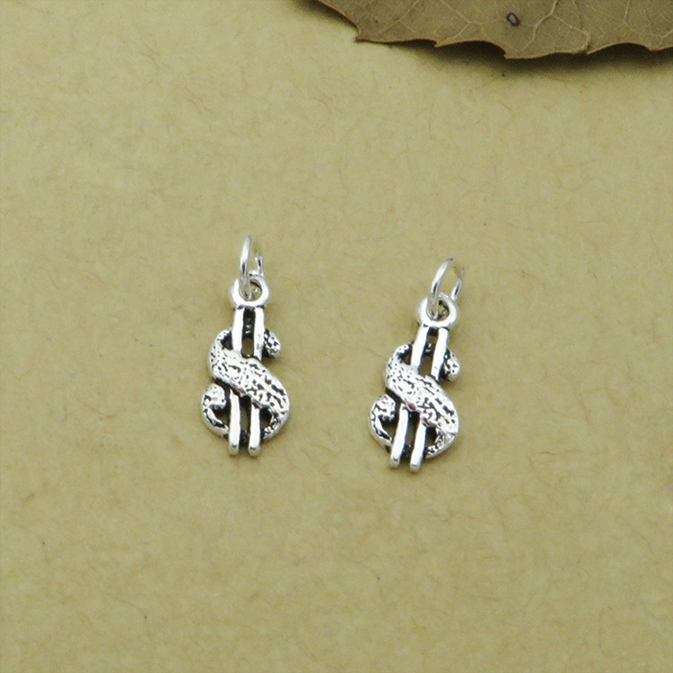 s925纯银迷你双音符小吊坠 泰银戒指挂件 diy银饰配件手链材料