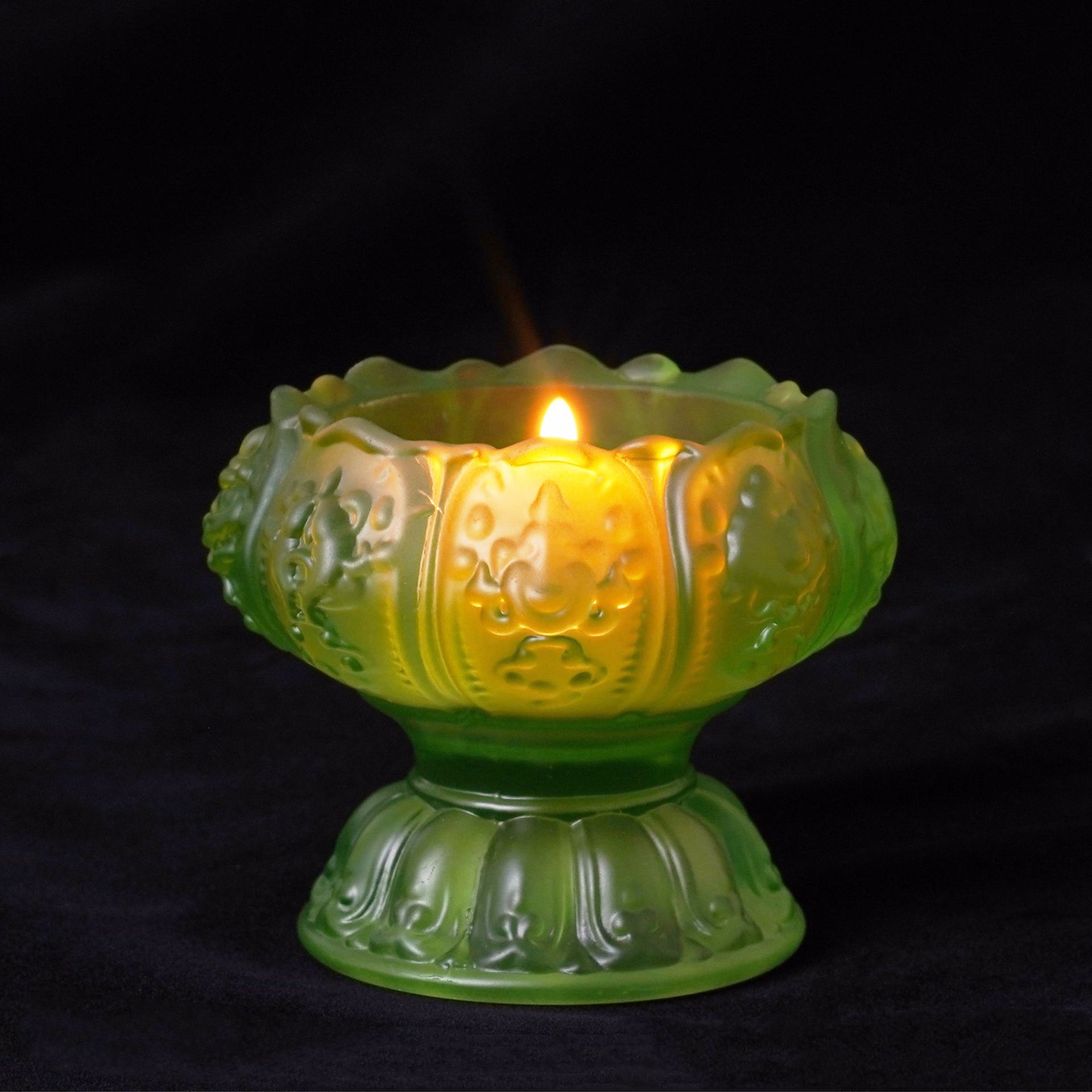 佛教用品七彩琉璃八吉祥酥油灯座 供佛油灯蜡烛座烛台摆件批发