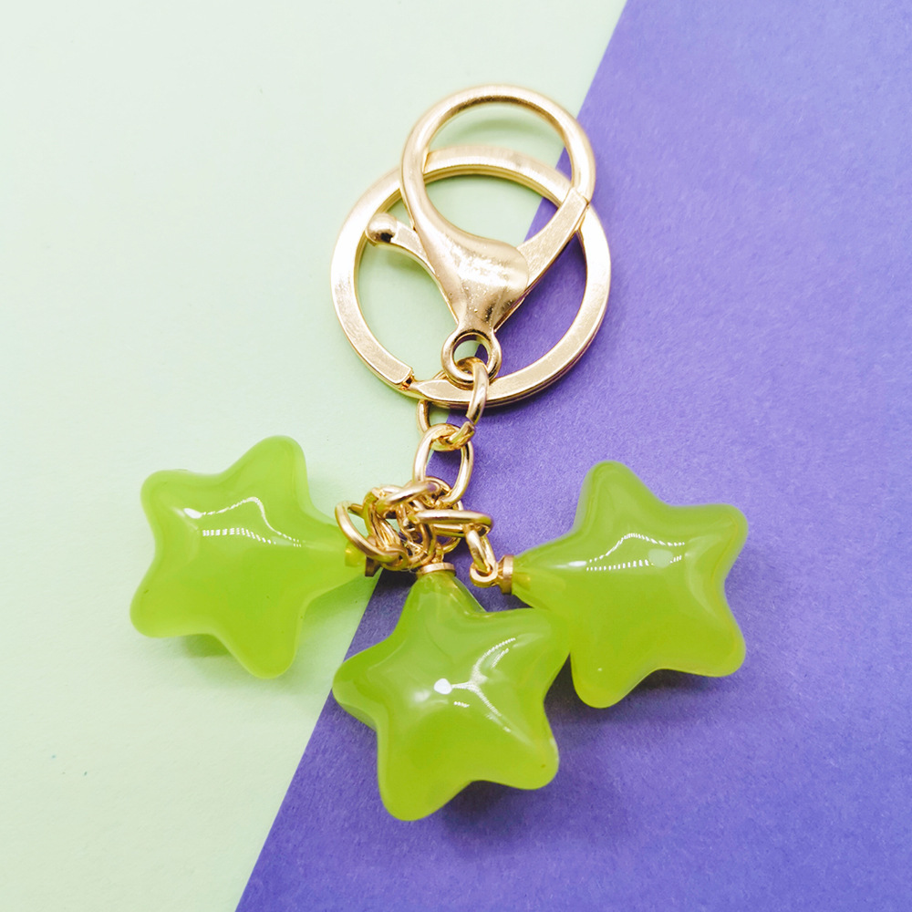 满天星星钥匙扣 亚克力果冻立体五角星饰品diy配件情侣包包挂件女