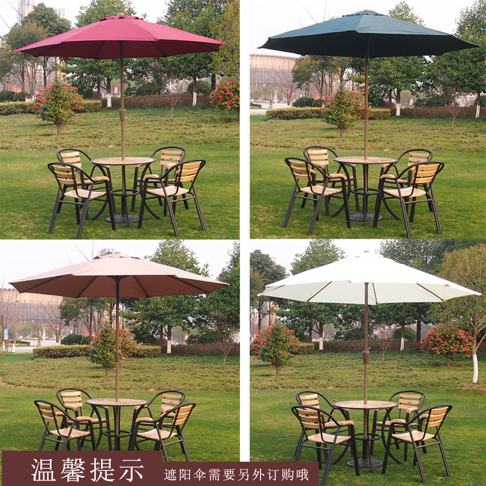 Outdoor Occasional Table and Chair Combination Solid Wood Courtyard Wooden Strip Table and Chair Five-Piece Set Garden Balcony Manchurian Ash Outdoor Furniture