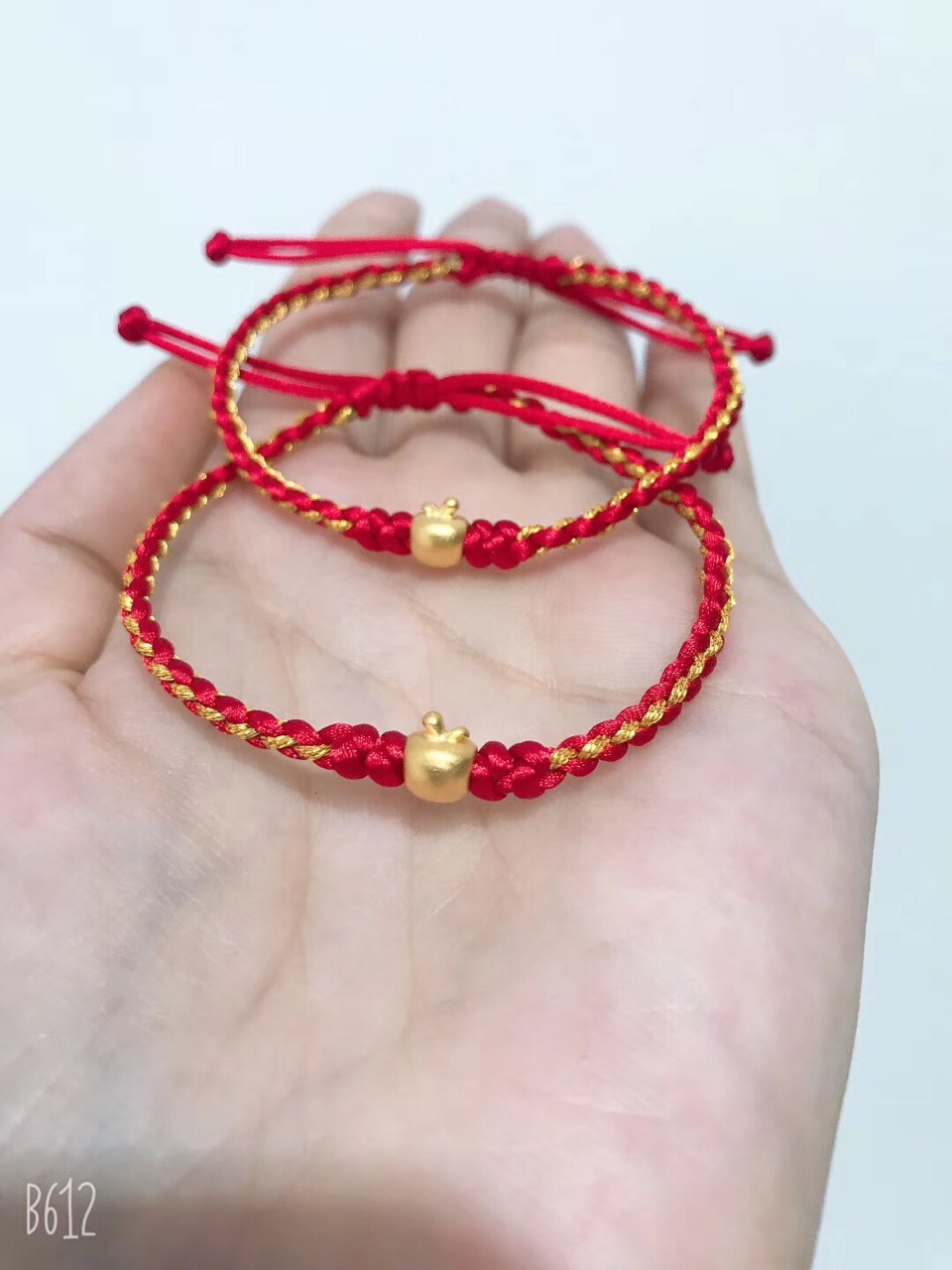 新款硬金足金小苹果999黄金苹果手串手工编绳幸运金手链活动礼品