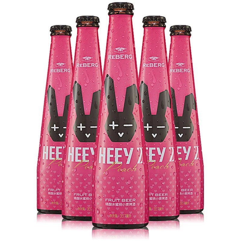 莱宝兔子啤酒批发 莱宝黑色兔子水蜜桃味精酿啤酒批发 307ml*24瓶