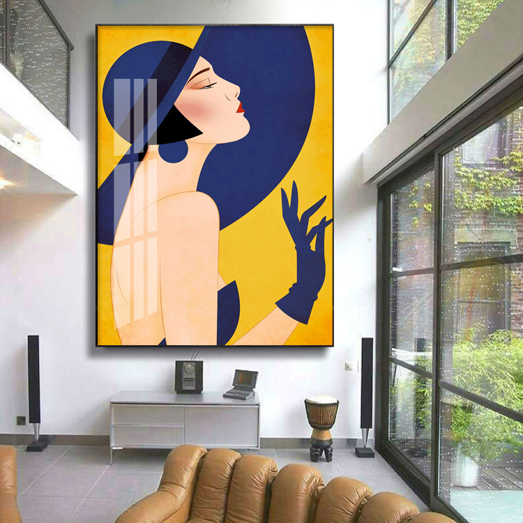 玄关美女人物装饰画现代简约服装店衣帽间时尚挂画酒吧餐厅艺术画