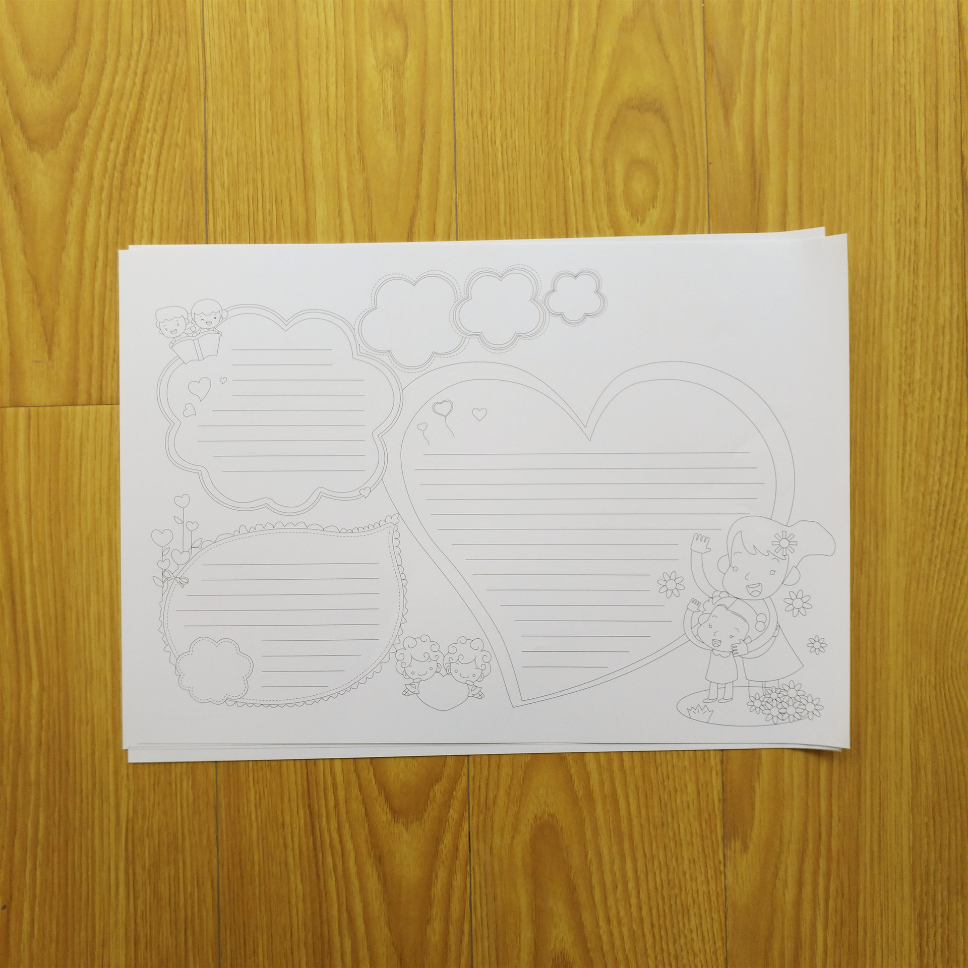a3校园创意手抄报儿童绘画纸 小学生板报画 手绘线稿一包16张格式