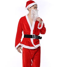 圣诞节圣诞服圣诞老人男服女金丝绒衣服服装表演服饰一件代发