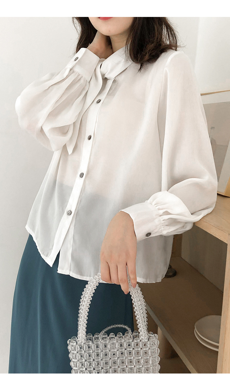 女长袖衬衣_宽松领口系带衬衫女长袖衬衣2020春季新款w291e - 阿里巴