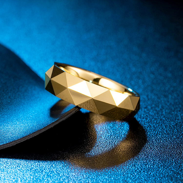 菱形切面钨钢戒指 钻石切割面钨金男士指环 简约贵金属潮男手饰