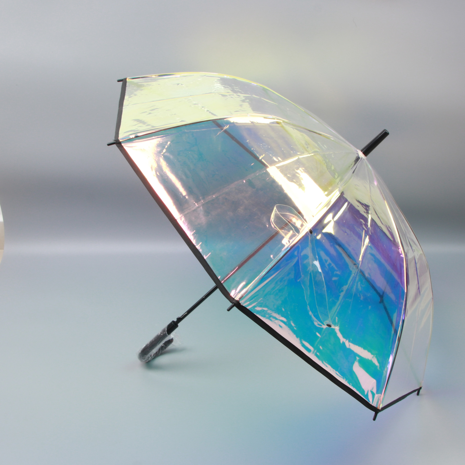 厂家批发直供新款变色彩虹伞遮雨塑料伞自动伞