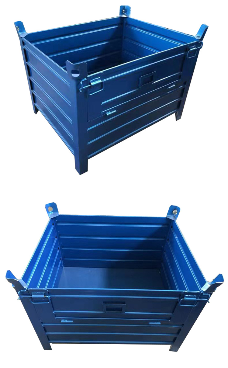 厂家定制生产折叠堆垛架金属物料箱物流周转 钢制收纳储物铁皮箱