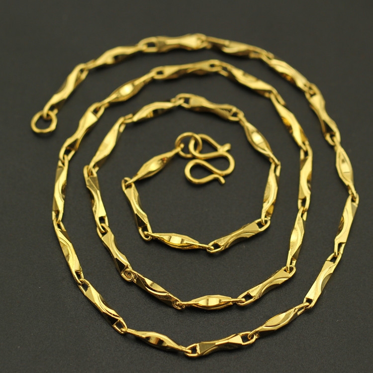 简约镀金元宝链50cm 越南沙金经典元宝项链2mm/2.5mm锁骨链可火烧