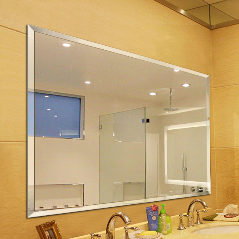 浴室镜粘贴壁挂卫生间洗手间玻璃镜子无框自粘工厂批发高清镜面