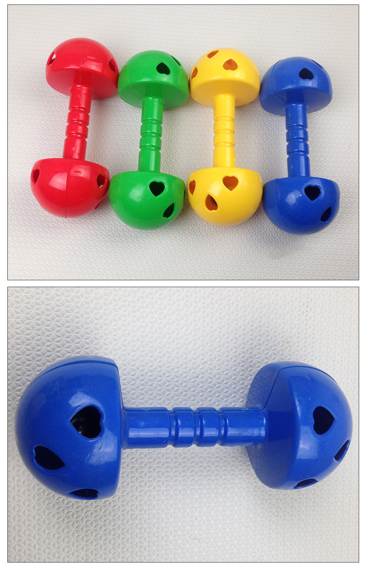 幼儿健身哑铃早操塑料哑铃 塑料爱心摇铃 幼儿园有声蘑菇哑铃