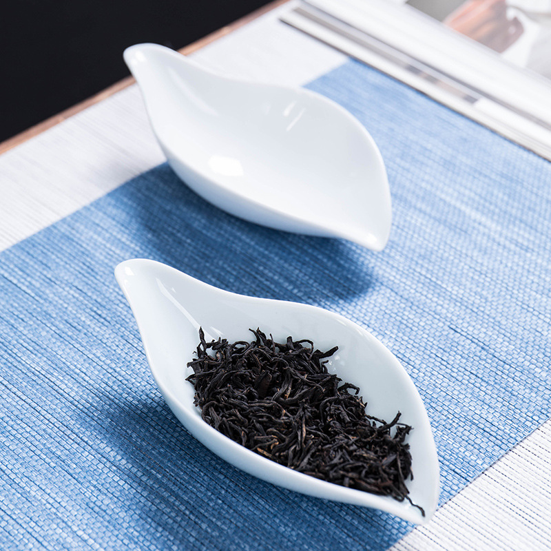 德化陶瓷茶荷功夫茶具茶艺培训配件白瓷影青釉茶道配件