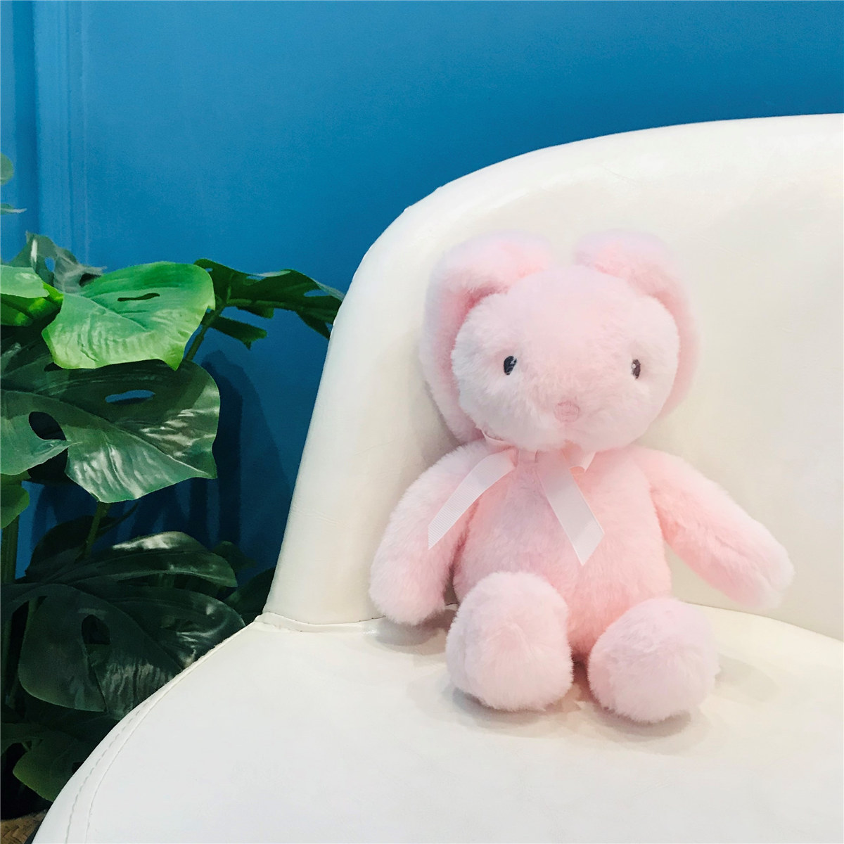 安抚宝宝兔子玩偶丝带长耳朵小粉兔毛绒玩具抓机娃娃公仔生日礼物