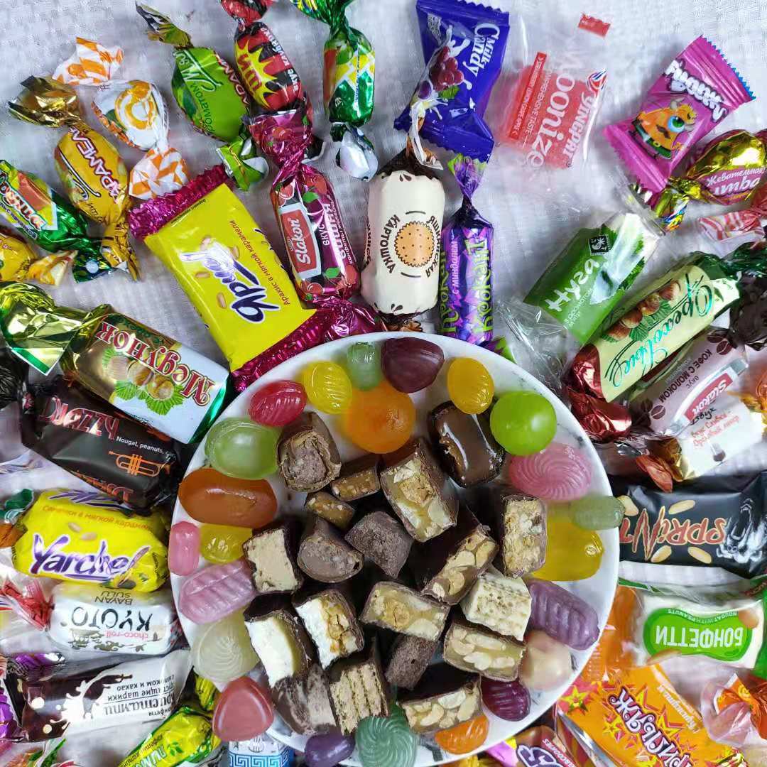 俄罗斯进口零食混合糖多品种口味混装硬糖软糖糖果500g/袋批发