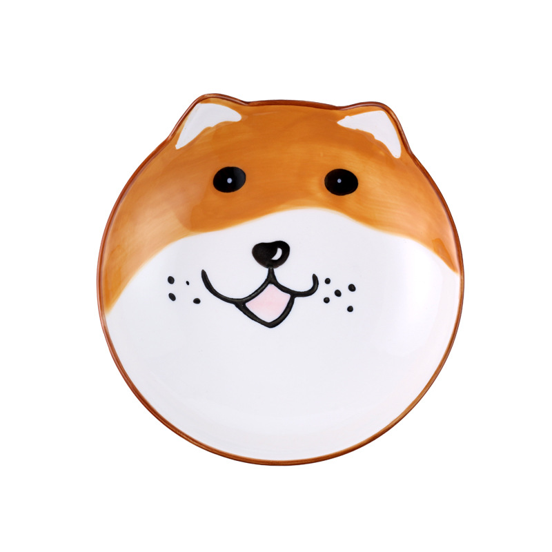8-Inch Cartoon Puppy Ceramic Plate Cute Children Student Household Trending Creative Animal Emblema Swing Plate