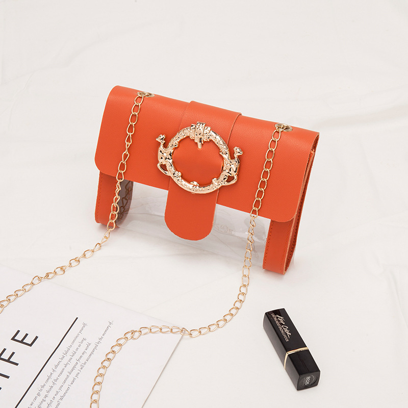 Fashion Transparent Small Square Bag Mobile Phone Shoulder Chain Women's Bag Hardware Crossbody Personalized Mini Small Change Purse Foreign Trade