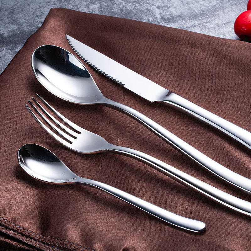 居家银色西餐主刀叉勺三件套201不锈钢餐厅牛扒牛排刀叉咖啡茶勺
