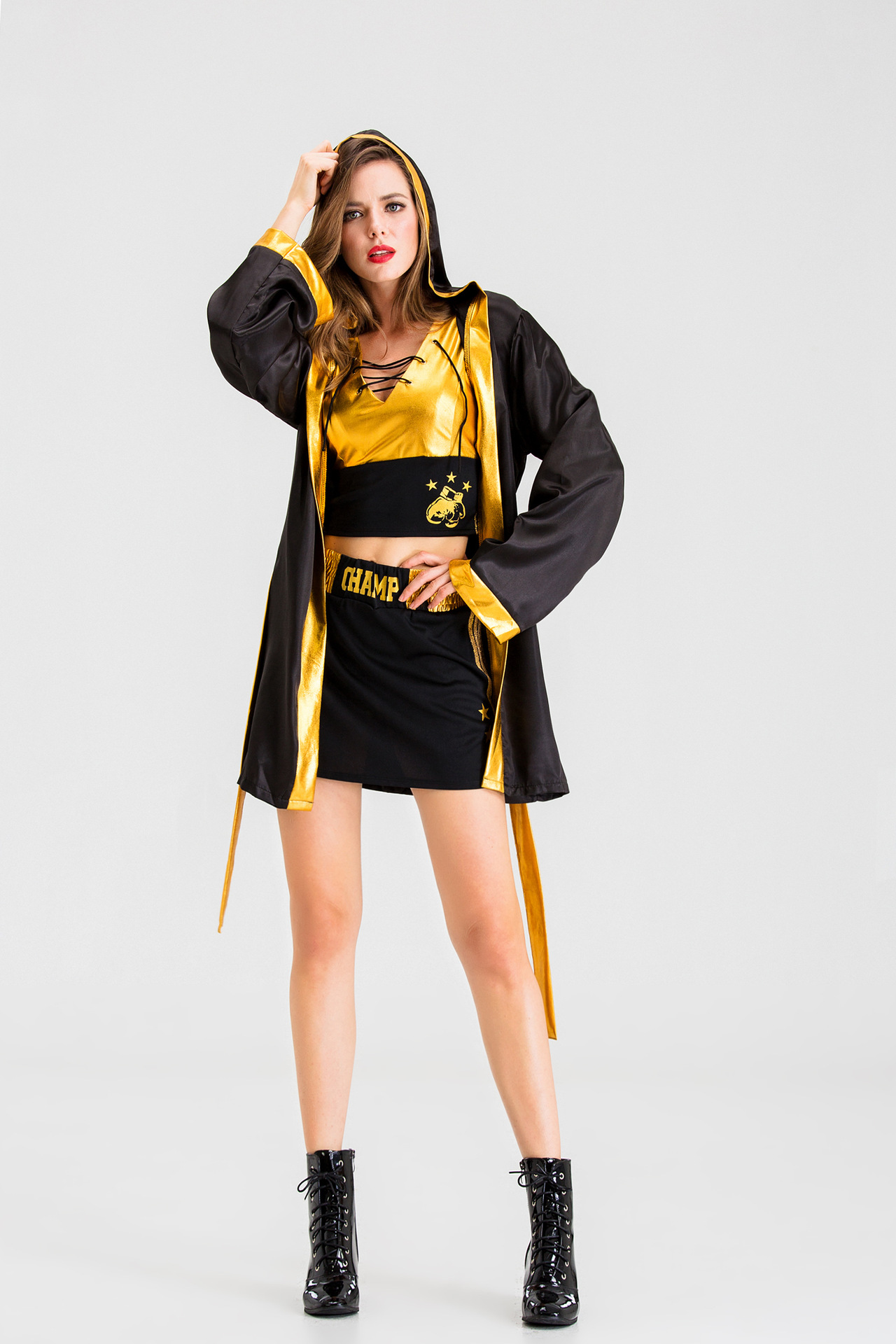 万圣节成人女士战袍拳击手cosplay服装斗篷披风举牌手成人演出服