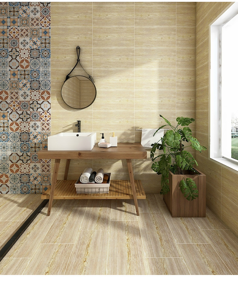 户外木纹砖300x600仿实木地板砖简约现代卫生间阳台露台防滑地砖