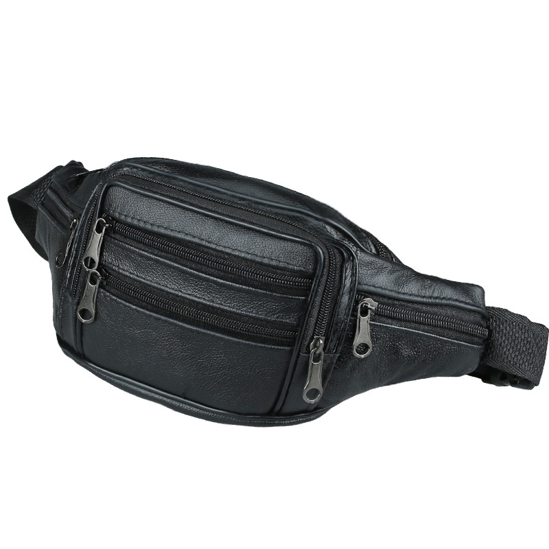 Men's Belt Bag Top Layer Leather Business Coin Purse Cattle Leather Waist Bag Large Capacity Yoga Sports Bag Crossbody Waist Bag