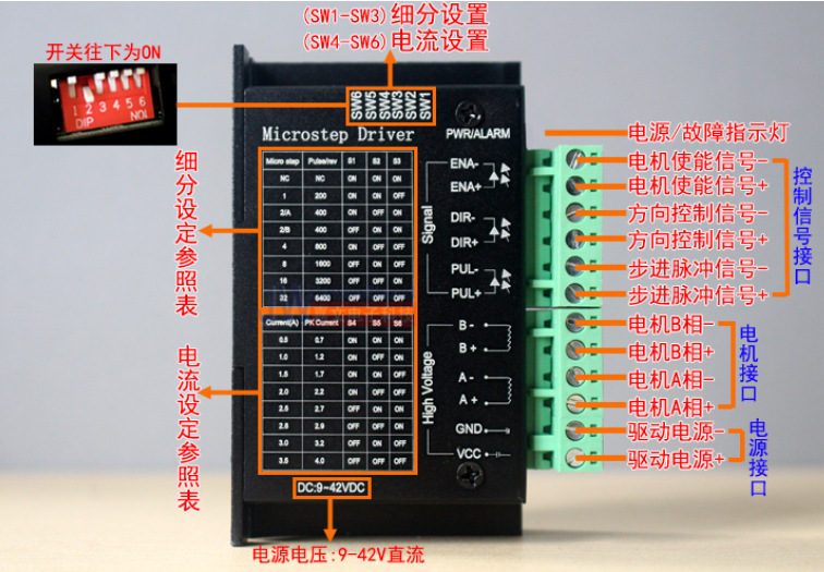 hw-733步进电机驱动器tb6600升级版 32细分 4.0a 42v(脉冲3-24v