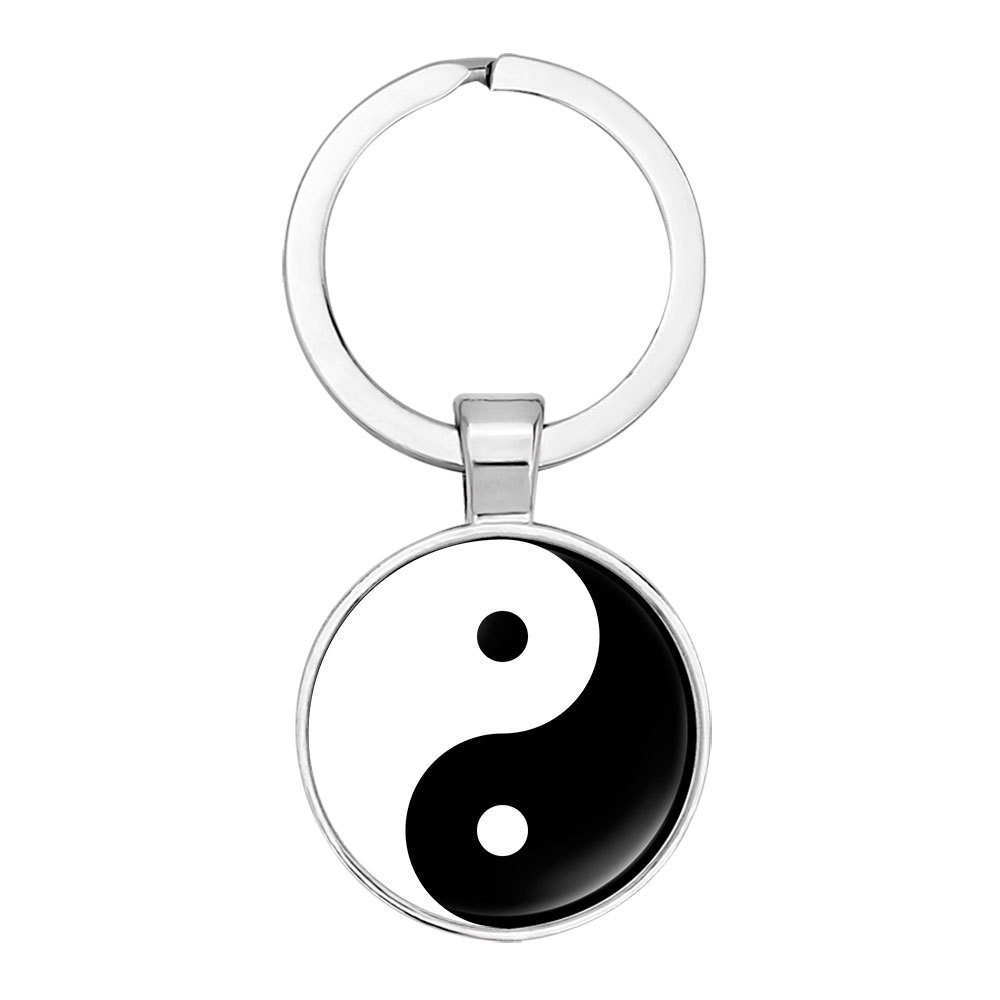 Chinese Elements Accessories Yin Yang Tai Chi Cat Footprints Personality Time Stone Key Ring Pendant Keychain Wholesale