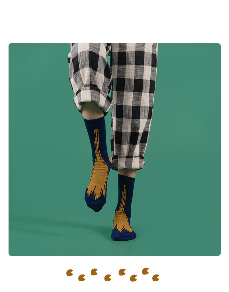 秋冬新款鸡脚袜创意恶搞鸡爪潮袜鼠年袜男女纯棉袜子情侣中筒袜