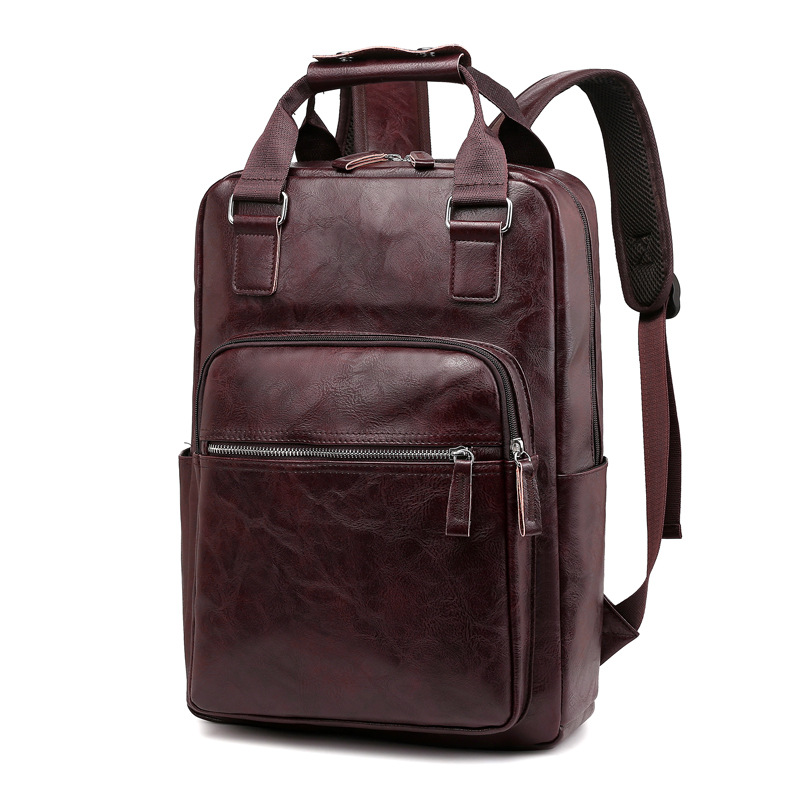 New Men's Backpack Casual Backpack Men's Fashion Computer Bag Leather Bag Large Capacity Business Travel Handbag