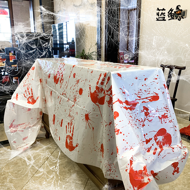 万圣节血桌布场地气氛布置用品血纱布桌布壁画鬼屋酒吧装饰道具