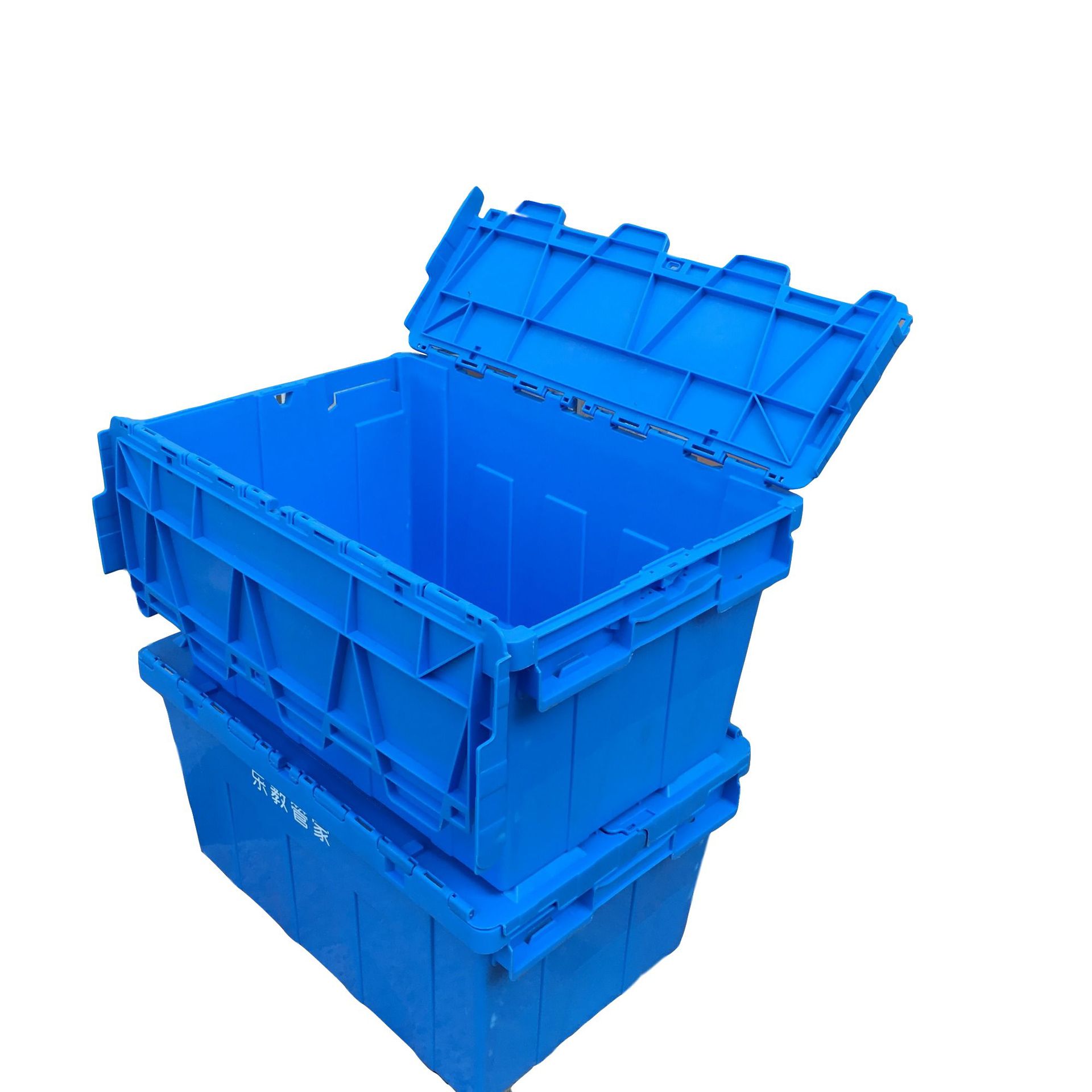 塑料物流周转箱 斜插式物流运输箱 超市运输储物箱 连盖折叠箱