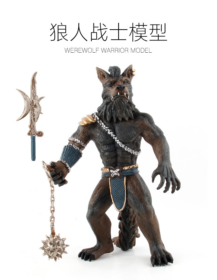跨境热卖儿童仿真动物模型大号狼人战士创意武器野生森林动物摆件