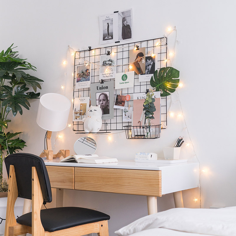 大网格架少女心房间装饰ins网红卧室布置学生宿舍出租屋diy照片墙