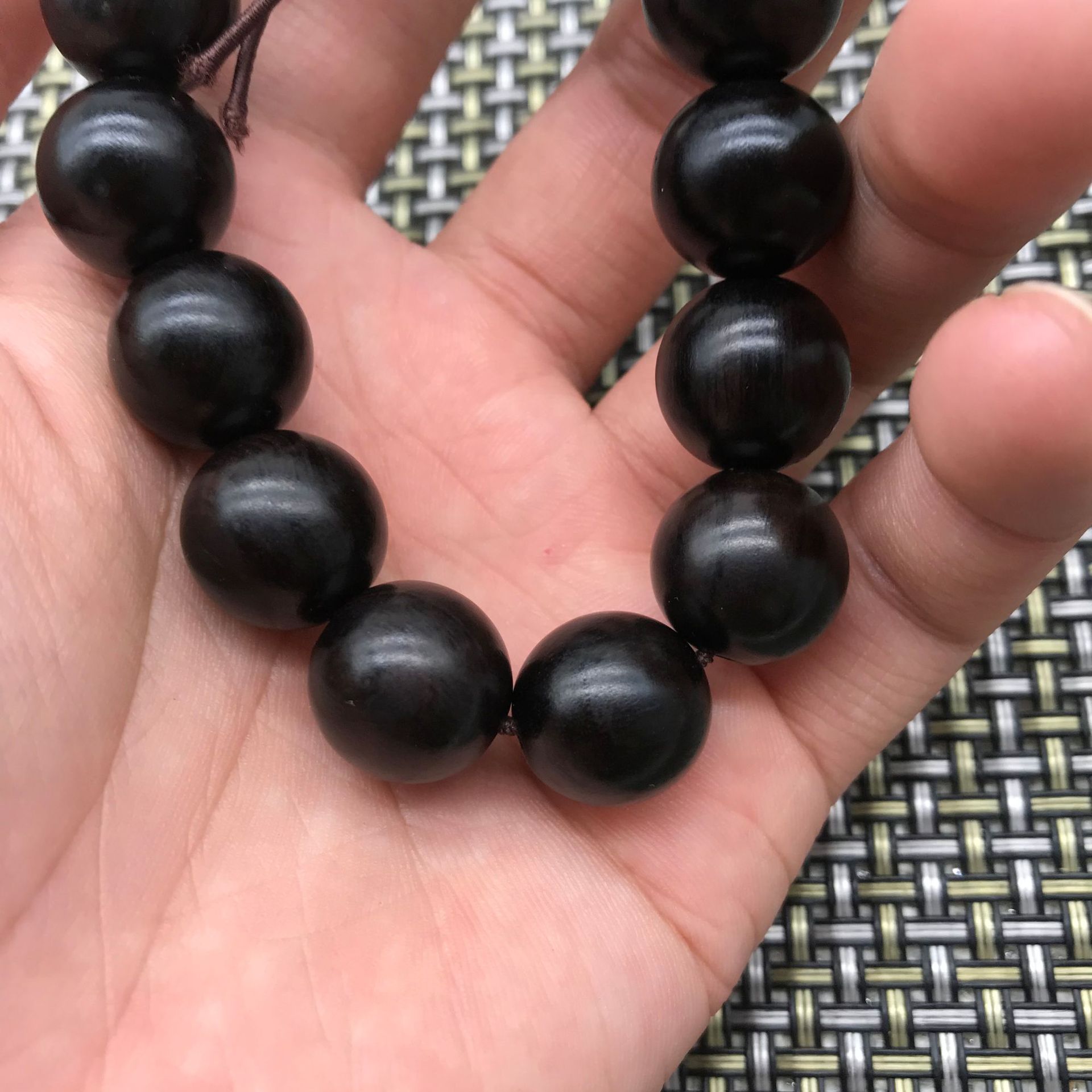 黑檀手串1.5 乌木紫光檀佛珠手链木质老料沉水高密度念珠文玩批发